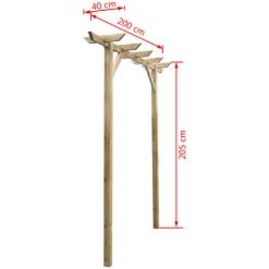 SUPERMARKET Pergola De Jardin 200 X 40 X 205 Cm Bois -Tente de réception Soldes 61305467 4
