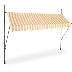 Relaxdays Auvent Pour Balcon, Hauteur Réglable, Sans Percer, Anti-UV, Largeur 300 Cm, Blanc-orange -Tente de réception Soldes 61314059 2