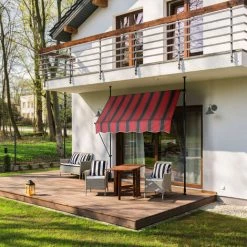 Relaxdays Auvent Pour Balcon, 150 Cm De Large, Hauteur Réglable, Sans Percer, Anti-UV, Gris/rouge -Tente de réception Soldes 61314125 3