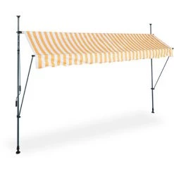 Relaxdays Auvent Pour Balcon, Hauteur Réglable, Sans Percer, Anti-UV, Largeur 350 Cm, Blanc-orange -Tente de réception Soldes 61314134 2