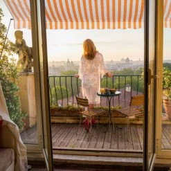 Relaxdays Auvent Pour Balcon, Hauteur Réglable, Sans Percer, Anti-UV, Largeur 350 Cm, Blanc-orange -Tente de réception Soldes 61314134 4