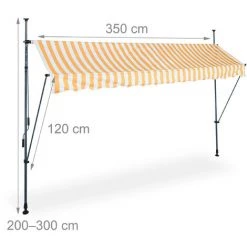 Relaxdays Auvent Pour Balcon, Hauteur Réglable, Sans Percer, Anti-UV, Largeur 350 Cm, Blanc-orange -Tente de réception Soldes 61314134 5