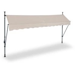 Relaxdays Auvent Pour Balcon, Hauteur Réglable, Sans Percer, Anti-UV, 350 X 120 Cm, Sable-gris -Tente de réception Soldes 61314150 2