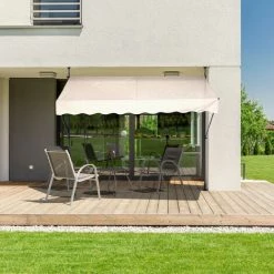Relaxdays Auvent Pour Balcon, Hauteur Réglable, Sans Percer, Anti-UV, 350 X 120 Cm, Sable-gris -Tente de réception Soldes 61314150 3
