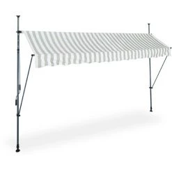 Relaxdays Auvent Pour Balcon, Hauteur Réglable, Sans Percer, Anti-UV, 350 X 120 Cm, Blanc-gris -Tente de réception Soldes 61314230 2