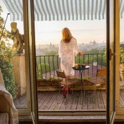 Relaxdays Auvent Pour Balcon, Hauteur Réglable, Sans Percer, Anti-UV, 350 X 120 Cm, Blanc-gris -Tente de réception Soldes 61314230 4