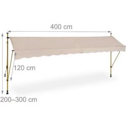 Relaxdays Auvent Pour Balcon, Hauteur Réglable, Sans Percer, Anti-UV, 400 X 120 Cm, Sable 11 Relaxdays Auvent Pour Balcon, Hauteur Réglable, Sans Percer, Anti-UV, 400 X 120 Cm, Sable -Tente de réception Soldes 61314241 5
