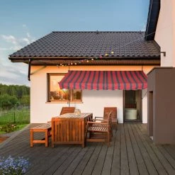 Relaxdays Auvent Pour Balcon, 350 Cm De Large, Hauteur Réglable, Sans Percer, Anti-UV, Gris/rouge -Tente de réception Soldes 61314281 3