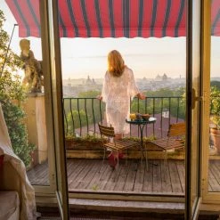 Relaxdays Auvent Pour Balcon, 350 Cm De Large, Hauteur Réglable, Sans Percer, Anti-UV, Gris/rouge -Tente de réception Soldes 61314281 4