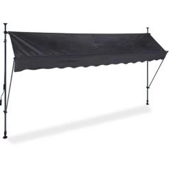 Relaxdays Auvent Pour Balcon, Hauteur Réglable, Sans Percer, Anti-UV, 350 Cm De Large, Anthracite-gris -Tente de réception Soldes 61314367 2