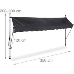 Relaxdays Auvent Pour Balcon, Hauteur Réglable, Sans Percer, Anti-UV, 350 Cm De Large, Anthracite-gris -Tente de réception Soldes 61314367 5