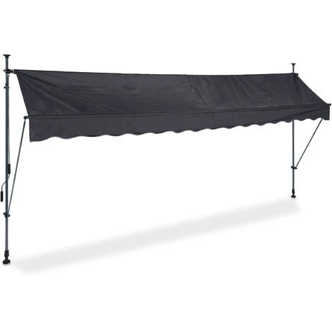 Relaxdays Auvent Pour Balcon, Hauteur Réglable, Sans Percer, Anti-UV, 400 Cm De Large, Anthracite-gris 4 Relaxdays Auvent Pour Balcon, Hauteur Réglable, Sans Percer, Anti-UV, 400 Cm De Large, Anthracite-gris – Image 2