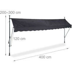 Relaxdays Auvent Pour Balcon, Hauteur Réglable, Sans Percer, Anti-UV, 400 Cm De Large, Anthracite-gris 11 Relaxdays Auvent Pour Balcon, Hauteur Réglable, Sans Percer, Anti-UV, 400 Cm De Large, Anthracite-gris -Tente de réception Soldes 61314389 5