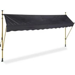 Relaxdays Auvent Pour Balcon, Hauteur Réglable, Sans Percer, Anti-UV, 350 X 120 Cm, Anthracite-doré -Tente de réception Soldes 61314434 2
