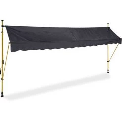 Relaxdays Auvent Pour Balcon, Hauteur Réglable, Sans Percer, Anti-UV, 400 X 120 Cm, Anthracite-doré -Tente de réception Soldes 61314459 2