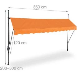 Relaxdays Auvent Pour Balcon, Hauteur Réglable, Sans Percer, Anti-UV, 350 X 120 Cm, Orange-gris 11 Relaxdays Auvent Pour Balcon, Hauteur Réglable, Sans Percer, Anti-UV, 350 X 120 Cm, Orange-gris -Tente de réception Soldes 61314475 5
