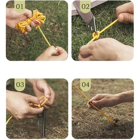 ELLE Corde De Tente Réfléchissante, Corde De Guidage De Tente Légère Avec Boucle Réglable, Parfaite Pour La Tente D'Auvent De Randonnée De Camping Longueur De La Corde 4 Mètres Jaune Clair 4 ELLE Corde De Tente Réfléchissante, Corde De Guidage De Tente Légère Avec Boucle Réglable, Parfaite Pour La Tente D'Auvent De Randonnée De Camping Longueur De La Corde 4 Mètres Jaune Clair - Image 2