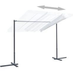 FIMEI Tonnelle Avec Toit Coulissant Inclinable 350x253x196 Cm Crème -Tente de réception Soldes 61380846 5