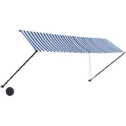 FIMEI Auvent Rétractable Avec LED 400x150 Cm Bleu Et Blanc -Tente de réception Soldes 61381989 4