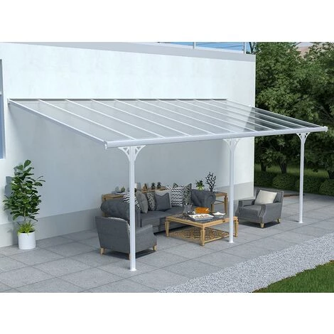 VENTE-UNIQUE.COM Carport Pergola Adossé En Aluminium 18,8 M² Blanc ALVARO - Blanc 3 VENTE-UNIQUE.COM Carport Pergola Adossé En Aluminium 18,8 M² Blanc ALVARO - Blanc