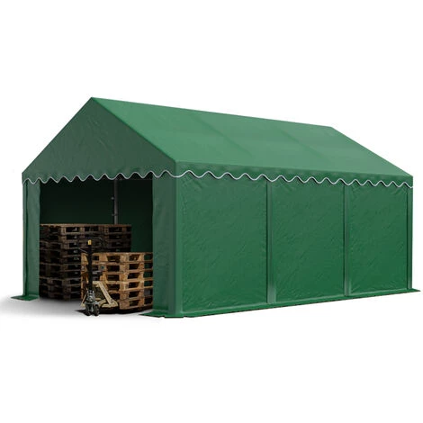 INTENT24.FR INTENT24 Abri / Tente De Stockage ECONOMY - 4 X 6 M En Vert Fonce - Toile PVC Env. 500g/m² Imperméable / Protection Contre Les Rayons UV (80+) / Structure Robuste En Acier Galvanisé - Vert 3 INTENT24.FR INTENT24 Abri / Tente De Stockage ECONOMY - 4 X 6 M En Vert Fonce - Toile PVC Env. 500g/m² Imperméable / Protection Contre Les Rayons UV (80+) / Structure Robuste En Acier Galvanisé - Vert