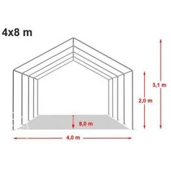 CARPASOL INTENT24 Abri / Tente De Stockage ECONOMY - 4 X 8 M En Vert Fonce - Toile PVC Env. 500g/m² Imperméable / Protection Contre Les Rayons UV (80+) / Structure Robuste En Acier Galvanisé - Vert -Tente de réception Soldes 6166022 5
