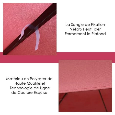 GOPLUS Toile De Rechange Pour Pavillon B?che Pour Tonnelle Imperméable B?che De Tente Fait En Polyester-3M X 3M-Beige/Vert/Rouge (Rouge) 7 GOPLUS Toile De Rechange Pour Pavillon B?che Pour Tonnelle Imperméable B?che De Tente Fait En Polyester-3M X 3M-Beige/Vert/Rouge (Rouge) - Image 5