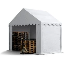 INTENT24.FR Abri / Tente De Stockage ECONOMY - 3 X 2 M En Blanc - Toile PVC Env. 500g/m² Imperméable / Protection Contre Les Rayons UV (80+) / Structure Robuste En Acier Galvanisé - Blanc