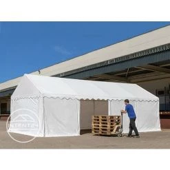 INTENT24.FR Abri / Tente De Stockage ECONOMY - 3 X 2 M En Blanc - Toile PVC Env. 500g/m² Imperméable / Protection Contre Les Rayons UV (80+) / Structure Robuste En Acier Galvanisé - Blanc -Tente de réception Soldes 6305743 4