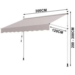 EINFEBEN Auvent Pince Auvent Balcon Auvent Bras Articulé Auvent Résistant Aux UV Hydrofuge Terrasse Jardin Balcon - Beige -Tente de réception Soldes 63579188 2