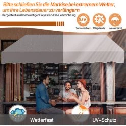 EINFEBEN Auvent Pince Auvent Balcon Auvent Bras Articulé Auvent Résistant Aux UV Hydrofuge Terrasse Jardin Balcon - Beige -Tente de réception Soldes 63579188 5