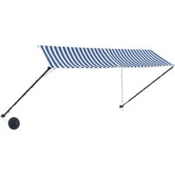 SUPERMARKET Auvent Rétractable Avec LED 350x150 Cm Bleu Et Blanc -Tente de réception Soldes 63650031 5