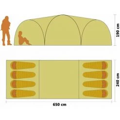SUPERMARKET Tente Igloo De Camping 650x240x190 Cm 8 Personnes Vert -Tente de réception Soldes 63652564 3