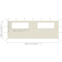 SUPERMARKET Paroi Latérale De Belvédère Avec Fenêtres 6x2 M Crème -Tente de réception Soldes 63659628 4