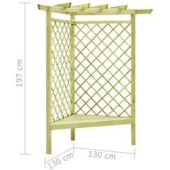 SUPERMARKET Pergola D'angle Avec Siège 130x130x197 Cm Pin Imprégné -Tente de réception Soldes 63662484 5