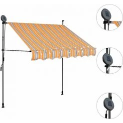 SUPERMARKET Auvent Manuel Rétractable Avec LED 200 Cm Jaune Et Bleu -Tente de réception Soldes 63662494 3