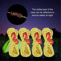 ROSIER 4 Pièces Cordes Pour Tente Réfléchissante, Corde De Tente Réfléchissante, Avec Réglage, Il Est Très Approprié Pour Le Camping En Plein Air, La Randonnée, L'Auvent, La Tente, Etc (jaune, 4 Mètre Chacun)——VEBTles -Tente de réception Soldes 63707094 4