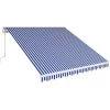 SWANEW Store De Balcon Store Banne Manuel Store Extérieur Auvent Balcon Articulé Anti-UV Terrasse Jardin Bleu Blanc 250 X 200 Cm