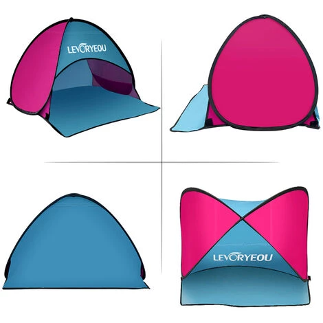 LIFCAUSAL Abri De Tente De Plage Extérieur Instantané Multicolore Mini Parasol De Plage Avec Sac De Transport, Bleu Et Rouge 5 LIFCAUSAL Abri De Tente De Plage Extérieur Instantané Multicolore Mini Parasol De Plage Avec Sac De Transport, Bleu Et Rouge - Image 3