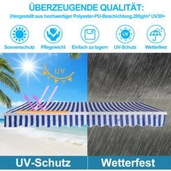 Randaco Store De Balcon Store Banne Manuel Store Extérieur Auvent Balcon Articulé Anti-UV Terrasse Jardin Bleu Blanc 250 X 200 Cm - Bleu -Tente de réception Soldes 63762803 4