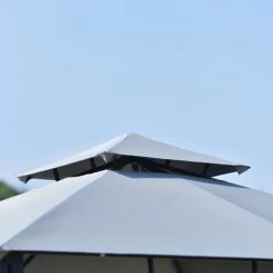 JN.SONGS Tonnelle De Jardin Avec écran Latéral Tente Pavillon Revêtement Hydrofuge 180 G/m² Pour Patio Jardins 3x3x2.68 M Gris -Tente de réception Soldes 63780381 4