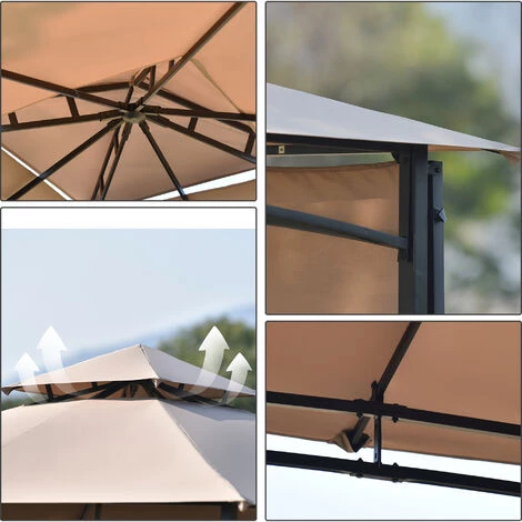 JN.SONGS Tonnelle De Jardin Avec écran Latéral Tente Pavillon Revêtement Hydrofuge 180 G/m² Pour Patio Jardins 3x3x2.68 M Brun Clair 7 JN.SONGS Tonnelle De Jardin Avec écran Latéral Tente Pavillon Revêtement Hydrofuge 180 G/m² Pour Patio Jardins 3x3x2.68 M Brun Clair - Image 5