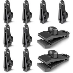ROSIER Lot De 10 Clips De Fermeture Pour Rideaux, Bâches, Clips Pour Fixation De Bâches, Pour Tentes, Camping, Soleil, Coupe-vent, Accessoires (noir),—VEBTles