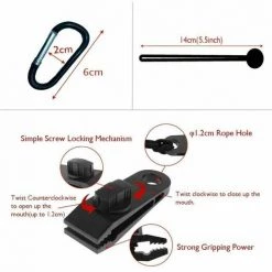 FOZIY Lot De 10 Clips De Bâche Support De Bâche Pour Extérieur Avec Attache En Toile Et Cordon élastique + Mousqueton En Forme De D Pour Bâches, Auvents, Camping, Caravane, Couvertures De Voiture，Fonepro -Tente de réception Soldes 63840770 3