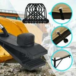 FOZIY Lot De 10 Clips De Bâche Support De Bâche Pour Extérieur Avec Attache En Toile Et Cordon élastique + Mousqueton En Forme De D Pour Bâches, Auvents, Camping, Caravane, Couvertures De Voiture，Fonepro -Tente de réception Soldes 63840770 5