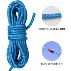 GroupM Bleu 4m X 4 Sac En Filet Tente De Camping En Plein Air Corde 4mm Corde D'épaisseur Ensemble De Corde Réfléchissante -Tente de réception Soldes 63894492 4