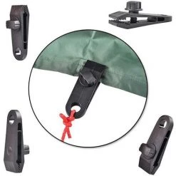 ALMI 10 Set De Pince à Bâche Noir,Clips De Bâche Avec Mousqueton Tendeur Corde Pour Les Auvents De Camping Bâche De Caravane -Tente de réception Soldes 63912099 3