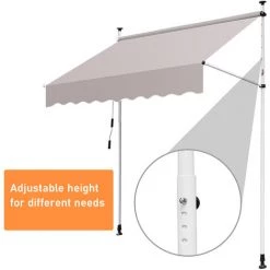 TolleTour Auvent Rétractable Manuel Balcon, Store Banne Balcon Protection Solaire Avec Manivelle, Hauteur Réglable Gris 150x120cm -Tente de réception Soldes 63931531 3