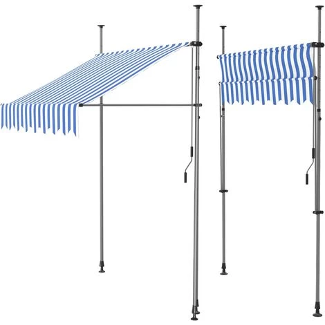 AICOK Auvent Balcon, Store Balcon Imperméable Avec Manivelle, Sans Perçage, Résistant Aux UV Réglable En Hauteur, 250 X 120 Cm, En Métal Et Polyester, Bleu Et Blanc 5 AICOK Auvent Balcon, Store Balcon Imperméable Avec Manivelle, Sans Perçage, Résistant Aux UV Réglable En Hauteur, 250 X 120 Cm, En Métal Et Polyester, Bleu Et Blanc - Image 3