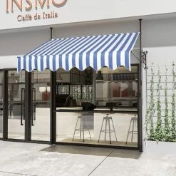 AICOK Auvent Balcon, Store Balcon Imperméable Avec Manivelle, Sans Perçage, Résistant Aux UV Réglable En Hauteur, 250 X 120 Cm, En Métal Et Polyester, Bleu Et Blanc 11 AICOK Auvent Balcon, Store Balcon Imperméable Avec Manivelle, Sans Perçage, Résistant Aux UV Réglable En Hauteur, 250 X 120 Cm, En Métal Et Polyester, Bleu Et Blanc -Tente de réception Soldes 63937823 5